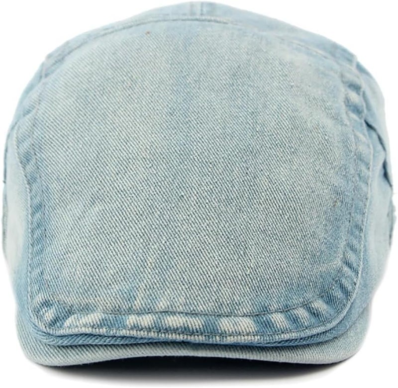 PTDTSHOU Newsboy Cap for Men Adjustable Flat Ivy Gatsby Cabbie Driving Hat Breathable Denim Cotton Golf Cap - Image 3